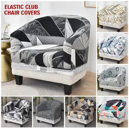 Chair Covers Geometric Club Cover Stretch Tub Slipcover Round Single Sofa Armchair Printed For Bar Counter
