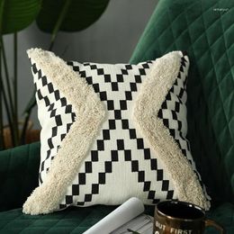 Pillow DUNXDECO Cover Decorative Case Modern Art Simple White Black Cotton Thread Tufting Sofa Chair Bedding Coussin