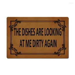 Carpets Funny Rubber Kitchen Non-Slip Carpet The Dishes Are Looking At Me Dirty Again Living Room Mat Welcome Doormat Floor Decor Rug