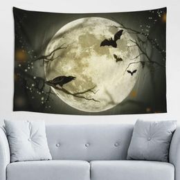 Tapestries Halloween Full Moon Bat Create A Cosy Atmosphere Lightweight Bedside Decorate Picnic Clothportable Skin-friendly Microfibers