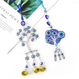 Decorative Figurines Creative Turkey Blue Eyes Tree Of Life Wind Chime Pendant Feng Shui Mascot Home Decoration Hanging Alloy Glass Craft