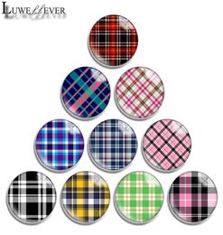 10mm 12mm 14mm 16mm 20mm 25mm 30mm 608 Chequered pattern Round Glass Cabochon Jewellery Finding Fit 18mm Snap Button Charm Bracelet 4372821