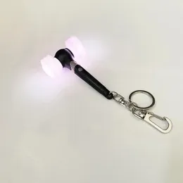 Keychains Kpop Idol Girls Light Stick Creative Pink Hammer Keyrings Bag Pendant Fans Collections Gifts With Batteries
