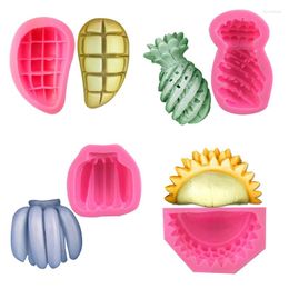 Baking Moulds 3D Fruit Banana Pineapple Corn Mango Durian Ice Cream Silicone Mould Fondant Cake Decorating Tools Chocolate Gypsum