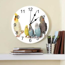 Wall Clocks Bird Parrot Brigade Decorative Round Wall Clock Arabic Numerals Design Non Ticking Wall Clock Large For Bedrooms Bathroom