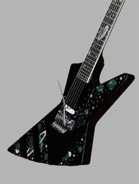 Rare Boris Dommenget Matthias Jabs Scorpions Galaxy Explorer Black Diamond flying v Electric Guitar Floyd Rose Tremolo, Abalone Stars & Planets Inlay