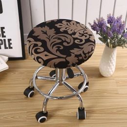 Chair Covers 1pc Removable Round Cover Bar Stool Polyester Slipcovers Seat Cushions Protector Solid Colour Housse De Chaise