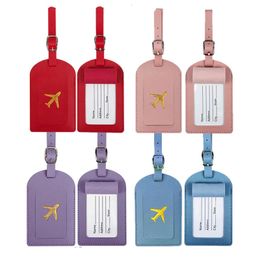 Men Women PU Leather Cute Luggage Tag Suitcase Address Label Baggage Boarding Bag Name ID Holder Travel Accessorie 240511