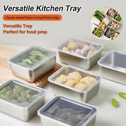 Storage Bottles 6Pcs 600ml Stainless Steel Refrigerator Food Box Freshness Preservation With Lid Deep Pan For Home