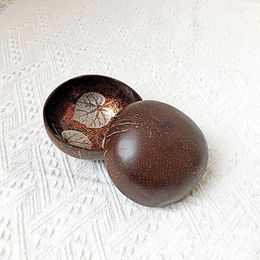 Decorative Figurines Coconut Shell Decoration Bowl 5.51 2.36 Inch Gold Entrance Key Storage Tray Painted Home