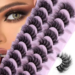 False Eyelashes 10 Pairs Eye Lashes Fluffy Russian Strip Mink 3D Fake Lash Makeup Messy Eyelash Extension Supplies Women