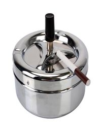 Cigarette Ash Tray For Home Office el Ashtray Press Rotating Lid Stainless Steel Spinning Plain 22052339818469164744