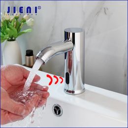 Bathroom Sink Faucets JIENI Chrome Polished Basin Faucet Automatic Touch Sensor 3 Choices Free Water Brass Mixer Tap