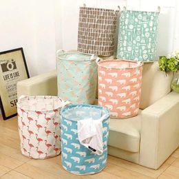 Laundry Bags Storage Basket Cotton Linen Foldable Hamper With Handle Large Capacity Waterproof Clothes Toys Organiser