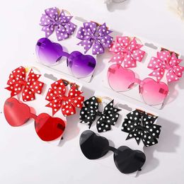 Hair Accessories 3-piece/pack solid dot hair bow clip for girls boutique children Coloured heart-shaped sunglasses d240513