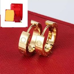 With Box Titanium steel 18K rose gold designer earring stud for women exquisite simple fashion womens earrings jewelry gifts 2024
