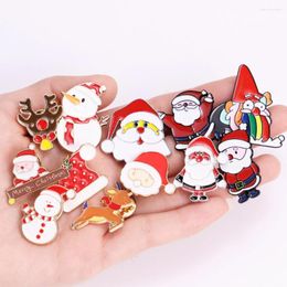 Brooches 3Pcs Creative Cartoon Christmas Pins Cute Santa Claus Tree Snowman Hat Enamel Pin Badges Brooch Xmas Party Jewellery Gift