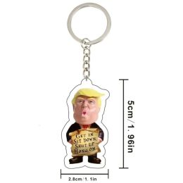 UPS Trump 2024 Stainless Steel Keychain Take America Back Flag Pendant Jewellery For Men Women Trend Gifts