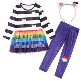 Clothing Sets Children's Cosplay Girls 2024 Spring Autumn Mardi Gras Halloween Set Striped Casual Clothes Party Outfits