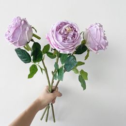 Decorative Flowers Artificial Rose Austin For Home Decoration High Quality Real Touch Purple Realistic Wedding