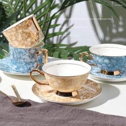 Mugs Europe Noble Bone China Coffee Cup Saucer Spoon Set Luxury Ceramic Mug Top-grade Porcelain Tea Cafe Party Drinkware
