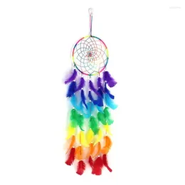 Decorative Figurines Colorful Dreamcatchers Handmade Rainbow Traditional Feather Hangin