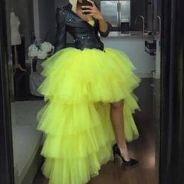 High Low Tulle Skirts Girls Party Prom Dress Tutu Cheap Woman Tulle Skirt For Evening Tiered TUTU Candy Colour Prom Gowns Only Skirt 214m