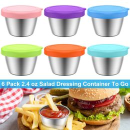 Storage Bottles 6Pcs 2.4 Oz Salad Dressing Container Portable Stainless Steel Small Condiment Containers For Picnic Barbecue Spice Jar