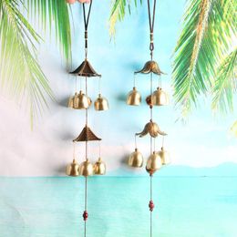 Decorative Figurines 1PCS 6 Bells Copper Wind Chimes Hanging Fengshui Windbell Home Outdoor Living Yard Garden Decoration