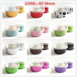 Disposable Cups Straws 50pcs Net Red Aluminium Foil Cake Box Baking Mould Small Creative Tin Cup 125ml Round Diy Packaging Ice Cream Pudding