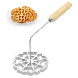 Baking Moulds Bunuelos Mould With Handle Pastry Tools Waffle Timbale Cookie Maker Kit Cooking Supplies Kitchen Accessories 4.8 Inches