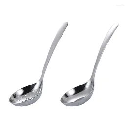 Spoons 2Pcs Creative 304 Stainless Steel Soup Spoon Colander Long Handle Thicken Colanders