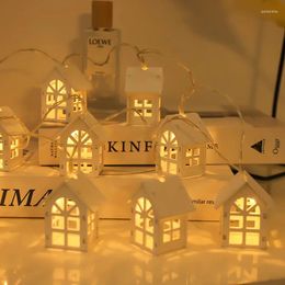 Party Decoration 2M 10LEDs White Christmas Nature Wood House Lights Lamp For Home Fairy String Garland Navidad Year