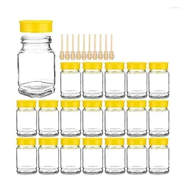 Storage Bottles Glass Honey Jar With Lids Containers For Storing And Dispensing Extra Dipper Included