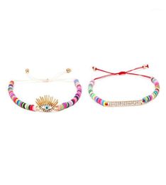 Charm Bracelets Polymer Clay Heishi Diamante Long Eyelash Eyes Bar Summer Women Men Red String Kabalah Braided Jewelry Gift14554466