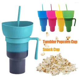 Plates Stadium Tumbler Popcorn Drink Cola Cup 2 In 1 Snackies Portable Splash Snack Bowl Chicken Storage With Handle Straw