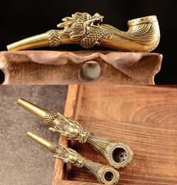 Latest Bronze Copper Smoking Pipe Dragon head Metal Tool Tobacco Cigarette Hand Pipes Dry Filter Spoon Accessories Oil Rigs Bowl