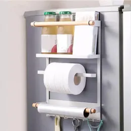 Hooks Magnetic Fridge Rack Paper Towel Holder Efficient Organisers Spice Food Storage Roll
