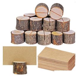 Party Decoration 20Pcs Wooden Table Holder Name Place Cards Stand Stump Decorating Sign Wood Craft Menu Clip Card Supplies291O Drop De Dhynl