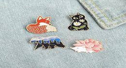 Enamel Pin Custom Fox Cat Bear Brooches Bag Lapel Pins Cartoon Animal Badge Jewellery Gift for Kids Friends4829022