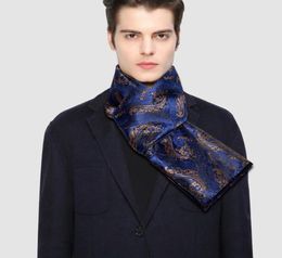 Scarves Winter Designer 160cm Long Men Blue Paisley Silk Scarf Male Brand Shawl Wrap Face Grade A Adult BarryWang1941683