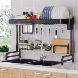 Kitchen Storage Sink Rack Stainless Steel Countertop Dish Shelf Multifunctional Draining Organiser Holder J