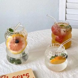 Wine Glasses Creative Glass Cup Transparent Bubble Tea Stripe Tumbler Coffee Mug Juice Drinking Milk Water Drinkware