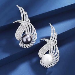 Brooches Sliver Color Crystal Pearl Brooch Collar Pins Silk Scarf Buckle For Suit Shining Women Men's Party Jewelry