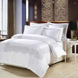 Bedding Sets 48 Luxury Cotton Embroidery Home Set White Satin Duvet Cover Oriental Vintage Style Bed Linen Bedclothes