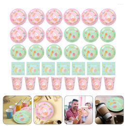 Disposable Dinnerware Easter Tableware Paper Plates Ornaments Party Cutlery Supplies Cups Lovely