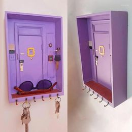 Storage Bags Purple Wall Mounted Rack Door Holder Wood Hanger Suitable For Corridors Home And Offices KXRE