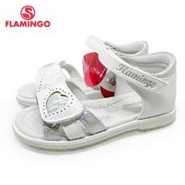 Sandaler Flamingo Summer Kindalen Hook Loop Flat Arch Design Chip Casual Princess Shoes Storlek 26-31 Lämplig för flickor 221S-Z6-2763L240510