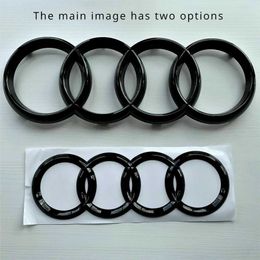 Other Interior Accessories 4 Ring ABS Silver/Black Car Hood Front Bonnet Grill Rear Trunk Emblem Badge Sticker For Audi A3 A4 A5 A6 A7 Q2 Q3 Q5 Q8 TT T240509