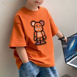 Cotton Children's Summer kortärmad t-shirt för pojkar och flickor sommarbarns stiliga avslappnade halvärmade topp